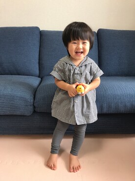 「COMME CA DU MODE（コムサデモード）のアイテム（トップス）」を使った、saku*さん（キッズ・60cm）の夏コーディネート