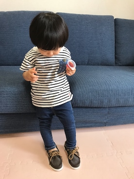 「1歳半」｜「アイテム（モカシン/デッキシューズ）」を使った、saku*さん（キッズ・60cm）の秋コーディネート