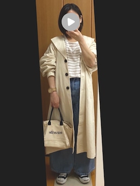 「notch.（ノッチ）のアイテム（トレンチコート）」を使った、えりかさん（レディース・154cm）の春コーディネート