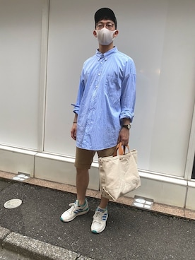 「ビッグシャツ」｜「アイテム（腕時計）」を使った、たーぼーさん（メンズ・172cm）の夏コーディネート