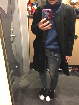 「DETAILS（ディテールズ）のアイテム（ノーカラージャケット）」を使った、minnieさん（レディース・159cm）の冬コーディネート