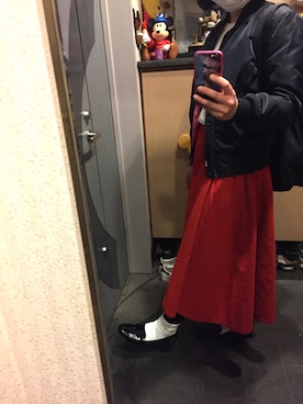 「スカンツ」｜「アイテム（MA-1）」を使った、minnieさん（レディース・159cm）の冬コーディネート