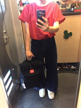 「Manhattan Portage（マンハッタンポーテージ）のJefferson Market Garden Backpack（バックパック/リュック）」を使った、minnieさん（レディース・159cm）の夏コーディネート