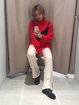 「キャミソール」｜「アイテム（スリッポン）」を使った、miyata mai.さん（レディース・165cm）の冬コーディネート