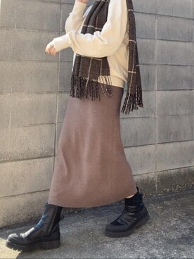 「UNITED ARROWS（ユナイテッドアローズ）のアイテム（マフラー）」を使った、きよさん（レディース・165cm）の冬コーディネート