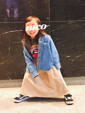 「アイテム（スカート）」を使った、nico☻さん（キッズ・90cm）の春コーディネート