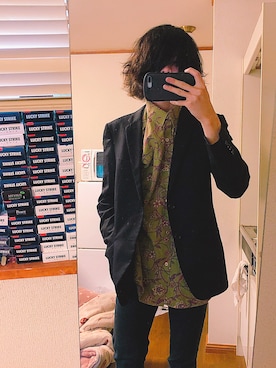 「COMME CA ISM（コムサイズム）のアイテム（テーラードジャケット、ブラック系）」を使った、くさん（メンズ）の秋コーディネート