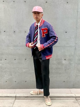 「チャックテイラー」｜「アイテム（スタジャン）」を使った、Cakkiさん（メンズ・175cm）の冬コーディネート