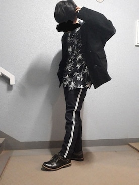 「Re:make（リメイク）のアイテム（スラックス）」を使った、シュウト×しゅうとさん（メンズ・167cm）の冬コーディネート