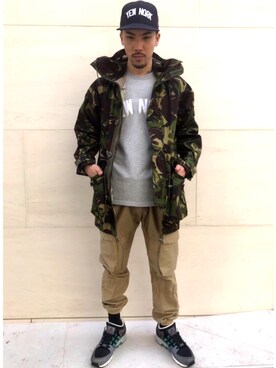 「expansion（エクスパンション）のアイテム」を使った、熊谷さん（メンズ・173cm）の春コーディネート