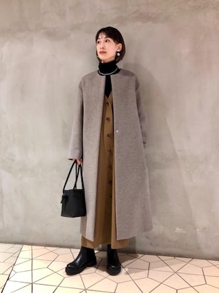 BEAUTY&YOUTH MANTECO ノーカラー ロングコート ブラウン BEAUTY&YOUTH MANTECO ノーカラー ロングコート ブラウン