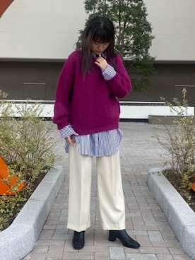 「TRICOTS JEAN MARC（トリコットジーンマルク）のアイテム（ニット/セーター）」を使った、_nanaka_さん（レディース・159cm）の秋コーディネート