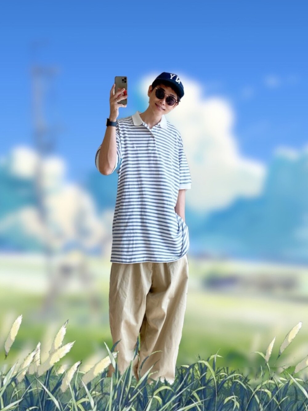 ヒザデルパンツ S ブラック グレー studious