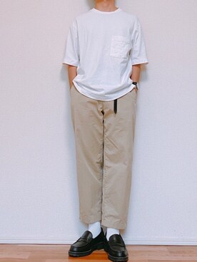 「Lui's（ルイス）のナローベルト（ベルト）」を使った、ゆーさん（メンズ・165cm）の夏コーディネート