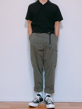 「Lui's（ルイス）のナローベルト（ベルト）」を使った、ゆーさん（メンズ・165cm）の夏コーディネート