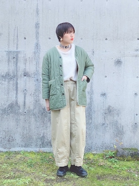 「アイテム（ミリタリージャケット）」を使った、yamawakiさん（レディース・164cm）の冬コーディネート