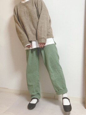 「SVEC（シュベック）のカンフーシューズ kung fu Shoes / ストラップパンプス（バレエシューズ）」を使った、aoiさん（レディース・153cm）の冬コーディネート
