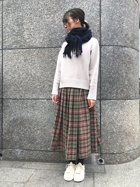 「アイテム（ストール/ショール）」を使った、HAさん（レディース・160cm）の冬コーディネート