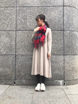 「アイテム（ストール/ショール）」を使った、HAさん（レディース・160cm）の冬コーディネート