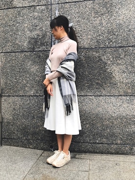 「アイテム（ストール/ショール）」を使った、HAさん（レディース・160cm）の秋コーディネート