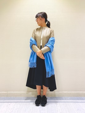 「アイテム（ノーカラージャケット）」を使った、HAさん（レディース・160cm）の秋コーディネート