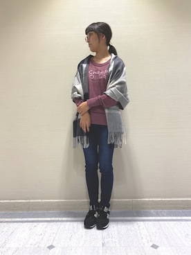 「アイテム（ストール/ショール）」を使った、HAさん（レディース・160cm）の冬コーディネート