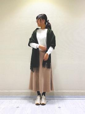 「アイテム（ストール/ショール）」を使った、HAさん（レディース・160cm）の冬コーディネート