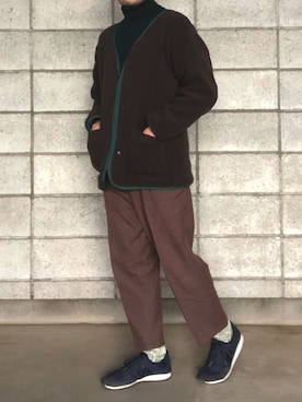 「New Balance」｜「アイテム（ノーカラージャケット）」を使った、Patoさん（メンズ・166cm）の冬コーディネート