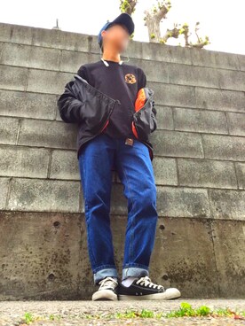「BEAMS（ビームス）のアイテム（スタジャン）」を使った、Mt.WESTさん（メンズ・180cm）の春コーディネート