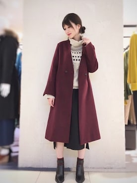 「アイテム（トップス、ベージュ系）」を使った、OSMOSISルミネ立川さん（レディース・161cm）の冬コーディネート