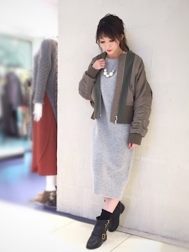「OSMOSIS（オズモーシス）のアイテム（ブルゾン）」を使った、OSMOSISルミネ立川さん（レディース・161cm）の冬コーディネート