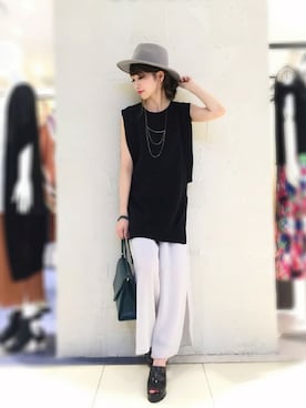 「ノースリーブニット」｜OSMOSISルミネ立川さん（レディース・161cm）の夏コーディネート