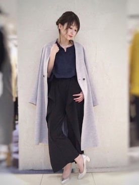 「OSMOSIS（オズモーシス）のアイテム（オールインワン・サロペット）」を使った、OSMOSISルミネ立川さん（レディース・161cm）の冬コーディネート