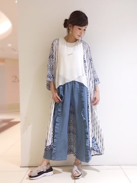 「アイテム（その他アウター、ブルー系）」を使った、OSMOSISルミネ立川さん（レディース・161cm）の夏コーディネート