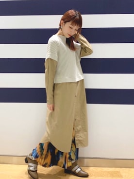 「OSMOSIS（オズモーシス）のアイテム（シャツワンピース）」を使った、OSMOSISルミネ立川さん（レディース・162cm）の冬コーディネート