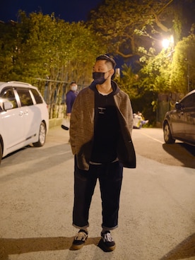 「fragment design（フラグメントデザイン）のアイテム（パーカー）」を使った、陳易葆さん（メンズ・176cm）の春コーディネート