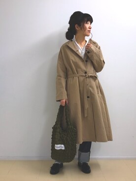 「PUAL CE CIN（ピュアルセシン）のアイテム（トレンチコート）」を使った、あゆこさん（レディース・157cm）の春コーディネート