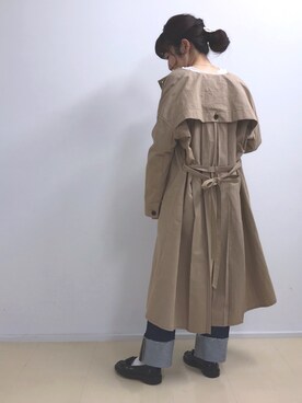 「PUAL CE CIN（ピュアルセシン）のアイテム（トレンチコート）」を使った、あゆこさん（レディース・157cm）の春コーディネート