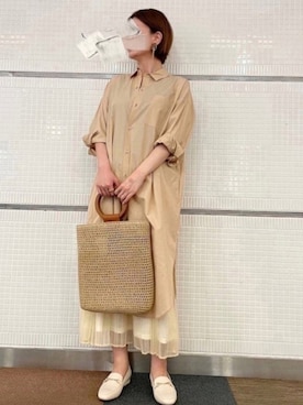 「Te chichi（テチチ）のアイテム（シャツワンピース）」を使った、AKIRAさん（レディース・158cm）の春コーディネート