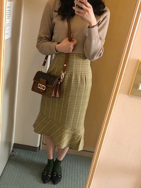 「ESPERANZA（エスペランサ）のアイテム（ローファー）」を使った、ののめろ✌︎さん（レディース・168cm）の冬コーディネート