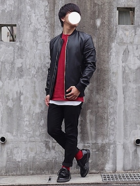 「ストリート服が好き」｜「アイテム（ライダースジャケット）」を使った、TAKUMi*さん（メンズ・163cm）の秋コーディネート