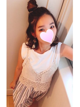 「ニットキャミソール」｜「アイテム（その他）」を使った、achicoさん（レディース・156cm）の夏コーディネート