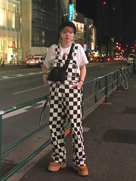 「JOYRICH」｜「アイテム（サロペット/オーバーオール）」を使った、Aluhaさん（レディース・163cm）の夏コーディネート