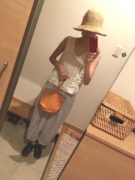 「NATURE（ナチュール）のアイテム」を使った、memeさん（レディース・159cm）の夏コーディネート