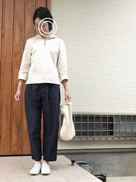 「マリンコーデ」｜「アイテム（その他シューズ）」を使った、memeさん（レディース・159cm）の春コーディネート