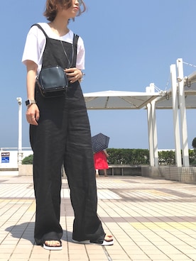 「カラーサングラス」｜「アイテム（オールインワン・サロペット）」を使った、Uu+さん（レディース・162cm）の夏コーディネート