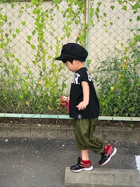 「G.O.A.T（ゴート）のアイテム」を使った、manaさん（キッズ・110cm）の秋コーディネート