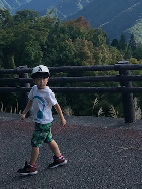 「G.O.A.T（ゴート）のアイテム」を使った、manaさん（キッズ・110cm）の秋コーディネート