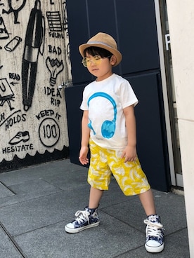 「G.O.A.T（ゴート）のアイテム」を使った、manaさん（キッズ・110cm）の夏コーディネート