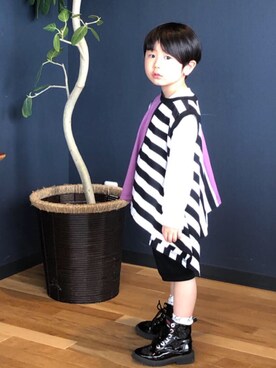 「MINAU（ミナウ）のアイテム」を使った、manaさん（キッズ・110cm）の春コーディネート